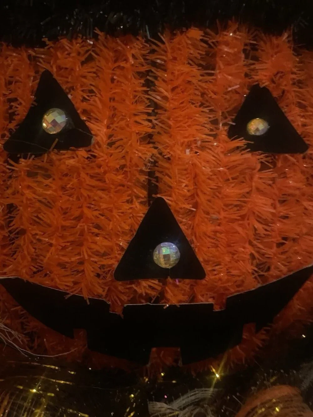 Halloween Deco Mesh Wreath Handmade Pumpkin, Purple Orange  Wall Decor Door 18”